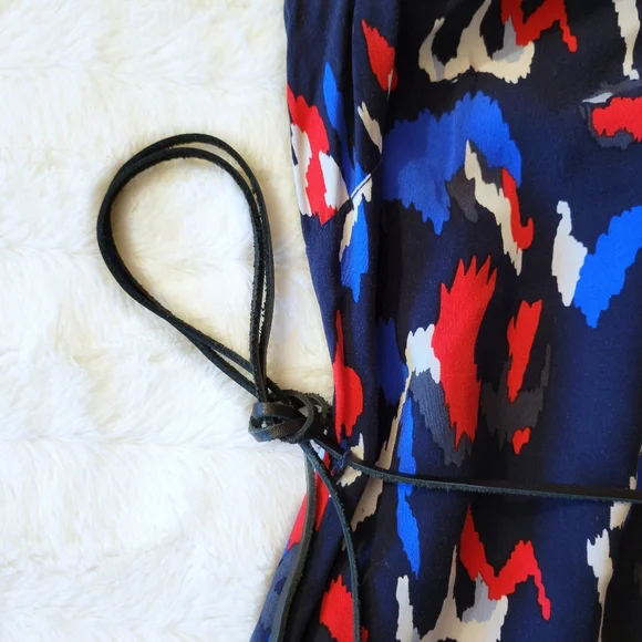 Like New RARE Hilfiger Denim Maxi Dress String Belt Abstract Black Blue XS - Picture 9 of 12